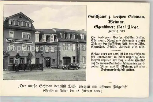 AK / Ansichtskarte Weimar Thueringen Gasthaus zum weissen Schwan Kat. Weimar
