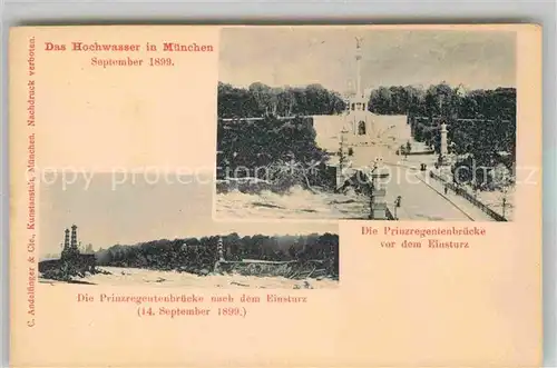 AK / Ansichtskarte Muenchen Hochwasser 1899 Prinzregentenbruecke  Kat. Muenchen