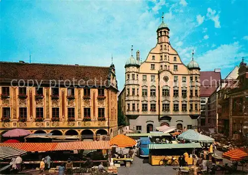 AK / Ansichtskarte Memmingen Marktplatz mit Rathaus Kat. Memmingen