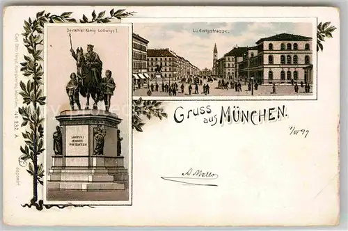 AK / Ansichtskarte Muenchen Ludwigstrasse Denkmal Koenig Ludwig I. Kat. Muenchen