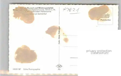 AK / Ansichtskarte Hoechenschwand Hoehensanatorium Sonnenhof Kat. Hoechenschwand