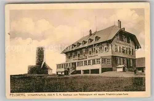 AK / Ansichtskarte Feldberg Schwarzwald Gasthaus zum Feldbergturm mit Friedrich Luisen Turm Kat. Feldberg (Schwarzwald)