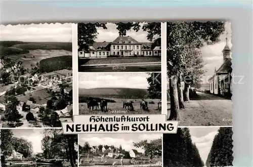 AK / Ansichtskarte Neuhaus Solling Luftaufnahme Panorama Kirche Trakehner Schloss Kat. Holzminden