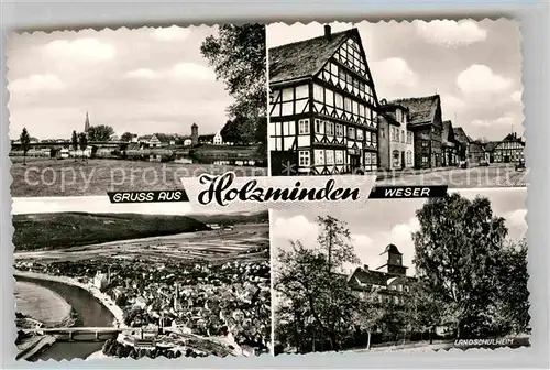 AK / Ansichtskarte Holzminden Weser Fachwerk Luftaufnahme Landschulheim Kat. Holzminden