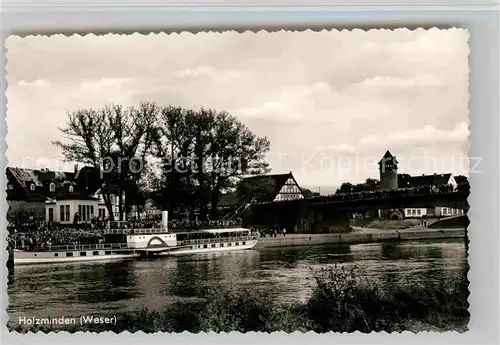 AK / Ansichtskarte Holzminden Weser Bruecke Dampferanlegestelle Kat. Holzminden