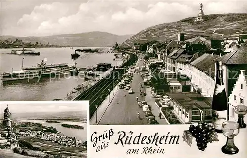 AK / Ansichtskarte Ruedesheim Rhein Promenade Rheindampfer  Kat. Ruedesheim am Rhein