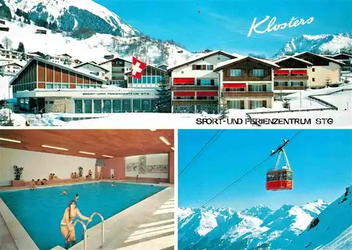 AK / Ansichtskarte Klosters Dorf Sport und Ferienzentrum Hallenbad Seilbahn