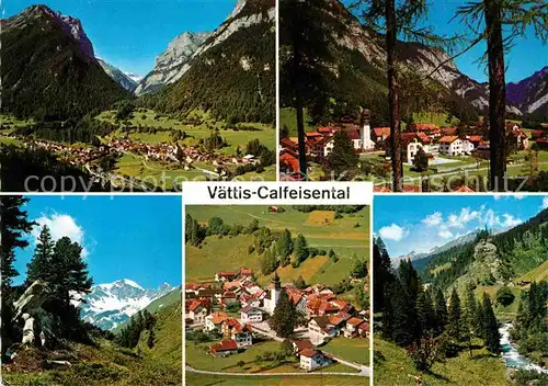 AK / Ansichtskarte Vaettis SG Calfeisental Fliegeraufnahme Panorama Kirche  Kat. Vaettis