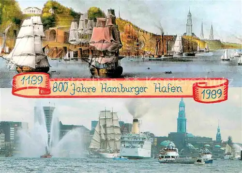 AK / Ansichtskarte Hamburg Hafen 800 Jahre Dampfer Segelschiff  Kat. Hamburg