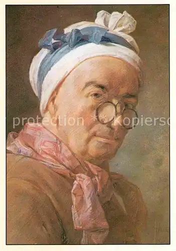 AK / Ansichtskarte Kuenstlerkarte Jean Baptiste Simeon Chardin Selbstbildnis mit Kneifer 1771  Kat. Kuenstlerkarte