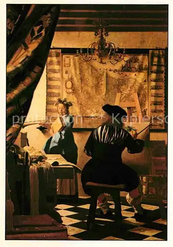 AK / Ansichtskarte Kuenstlerkarte Jan Vermeer van Delft Het atelier 1666 Barock  Kat. Kuenstlerkarte