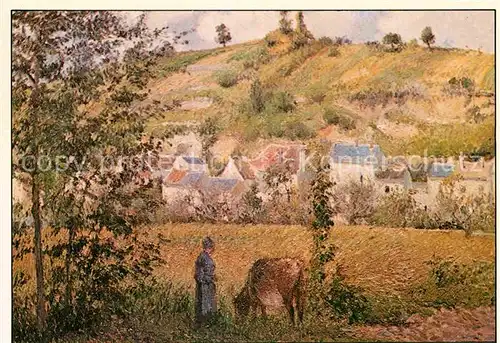 AK / Ansichtskarte Kuenstlerkarte Camille Pissarro Landschaft von Chaponval 1880 Impressionismus Kat. Kuenstlerkarte