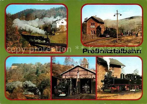 AK / Ansichtskarte Lokomotive Pressnitztalbahn Wolkenstein Joehstadt Lokschuppen Steinbach Kat. Eisenbahn