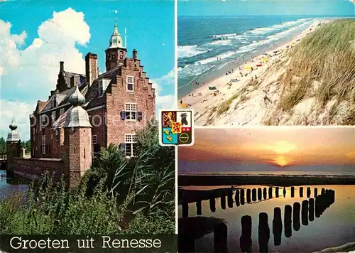 AK / Ansichtskarte Renesse Schloss Abendstimmung am Meer Strand Duenen Kat. Renesse