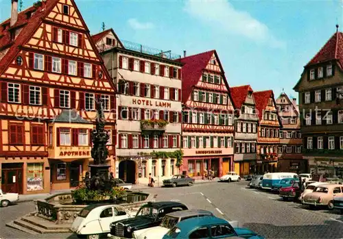 AK / Ansichtskarte Tuebingen Marktplatz Altstadt Fachwerkhaeuser Brunnen Hotel Kat. Tuebingen