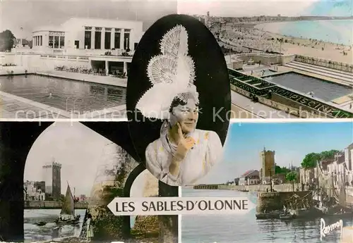 AK / Ansichtskarte Les Sables d Olonne Piscine et le Casino La Plage Une Sablaise Tour d Arundel Port de la Chaume Kat. Les Sables d Olonne