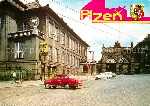 AK / Ansichtskarte Plzen Pilsen Restaurace Prazdroi a brana pivovaru Kat. Plzen Pilsen