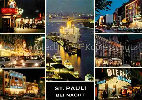 AK / Ansichtskarte St Pauli bei Nacht Hafen Dampfer Kat. Hamburg