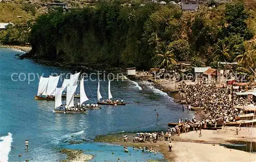 AK / Ansichtskarte Fond Lahaye La fete au village Courses de yoles a voiles