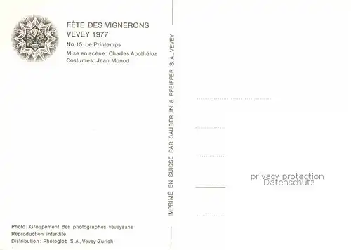 AK / Ansichtskarte Vevey VD Fete des Vignerons No 15 Le Printemps Kat. Vevey