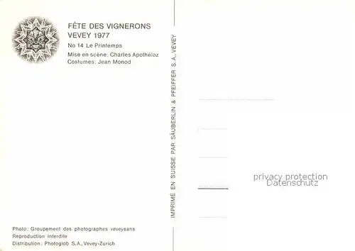 AK / Ansichtskarte Vevey VD Fete des Vignerons No 14 Le Printemps Kat. Vevey