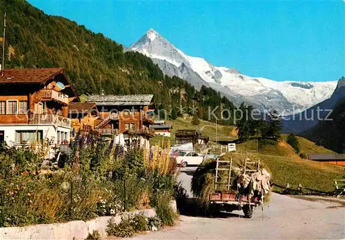 AK / Ansichtskarte La Forclaz Aigle Ortsmotiv Heuwagen Dent Blanche Glacier de Ferpecle Gletscher Walliser Alpen Kat. La Forclaz