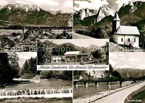 AK / Ansichtskarte Niederaudorf Kneipp Sanatorium Dr Arnold Alpenpanorama Kapelle Innbruecke Auerbach mit Brunnstein Kat. Oberaudorf