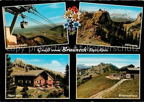 AK / Ansichtskarte Lenggries Brauneck Bergbahn Hoehenweg Bergwandern Toelzer Huette Brauneckhaus Kat. Lenggries