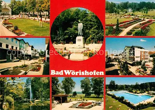 AK / Ansichtskarte Bad Woerishofen Kneippheilbad Kurpark Denkmal Freibad Kat. Bad Woerishofen