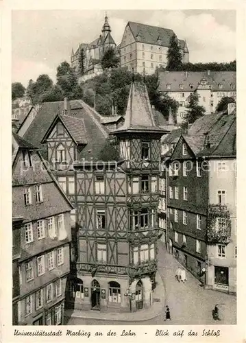 AK / Ansichtskarte Marburg Lahn Altstadt mit Blick auf das Schloss Universitaetsstadt Kupfertiefdruck Kat. Marburg