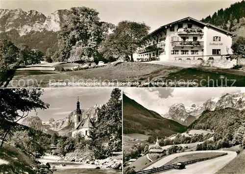 AK / Ansichtskarte Ramsau Berchtesgaden Gasthaus Hindenburglinde an der Alpenstrasse mit Reiteralpe Kat. Ramsau b.Berchtesgaden