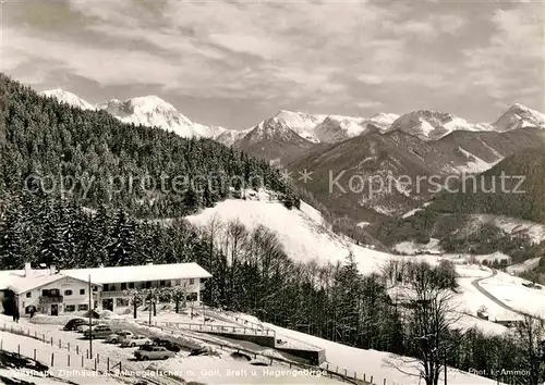 AK / Ansichtskarte Ramsau Berchtesgaden Gasthaus Zipfhaeusel am Sahnegletscher mit Goell Brett und Hagengebirge Kat. Ramsau b.Berchtesgaden