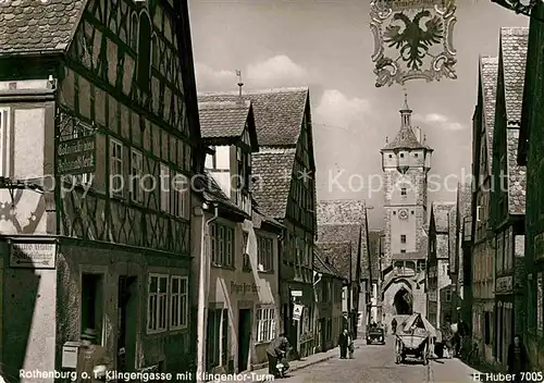 AK / Ansichtskarte Rothenburg Tauber Klingengasse mit Klingentor Turm Kat. Rothenburg ob der Tauber