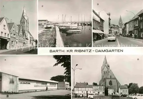 AK / Ansichtskarte Barth Dammstrasse Segel Hafen Thaelmannstrasse Marktplatz Kirche Kat. Barth