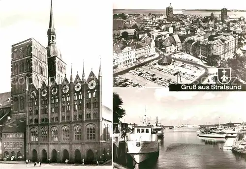 AK / Ansichtskarte Stralsund Mecklenburg Vorpommern Fliegeraufnahme Hafen Kirche  Kat. Stralsund