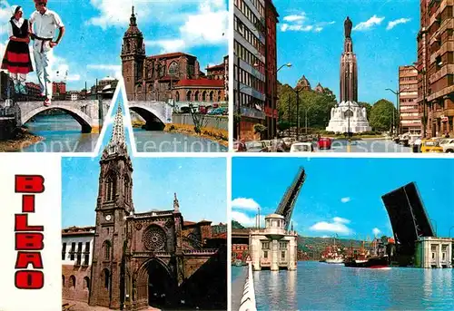 AK / Ansichtskarte Bilbao Pais Vasco Hafen Denkmal Kathedrale Kat. Bilbao