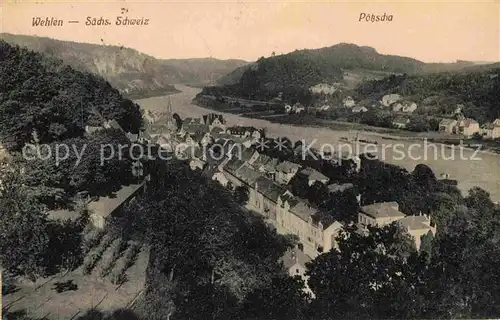 AK / Ansichtskarte Wehlen Sachsen Panorama Elbtal mit Poetzscha Kat. Wehlen