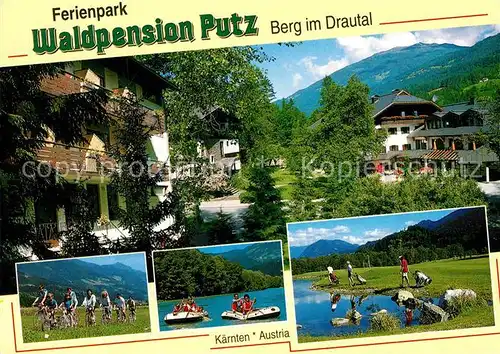 AK / Ansichtskarte Berg Drautal Ferienpark Waldpension Putz Radfahrer Schlauchboote Golfplatz Kat. Berg im Drautal