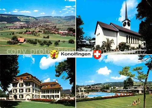 AK / Ansichtskarte Konolfingen BE Schloss Huenigen Schwimmbad Kirche Kat. Konolfingen