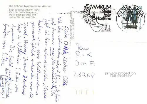 AK / Ansichtskarte Amrum Fliegeraufnahme mit Insel Sylt und Foehr Kat. Nebel