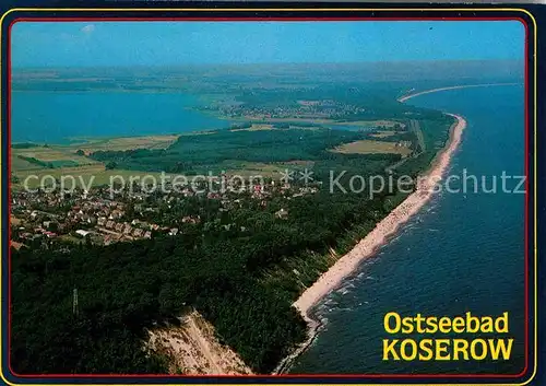 AK / Ansichtskarte Koserow Ostseebad Usedom Fliegeraufnahme mit Strand Kat. Koserow
