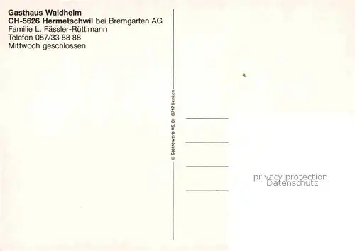 AK / Ansichtskarte Hermetschwil Staffeln Gasthaus Waldheim Kat. Hermetschwil Staffeln