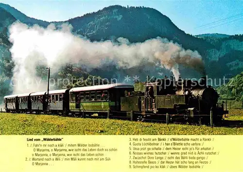 AK / Ansichtskarte Lokomotive Bregenzerwaldbahn Lied Waelderbaehle  Kat. Eisenbahn