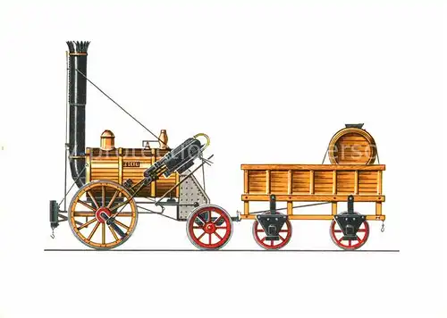 AK / Ansichtskarte Lokomotive Rocket R. Stephenson 1829 Zeichnung Swoboda  Kat. Eisenbahn
