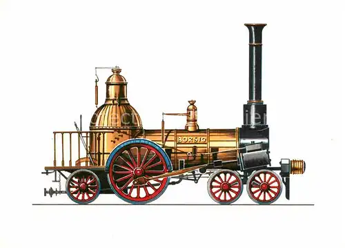 AK / Ansichtskarte Lokomotive Borsig 1841 Zeichnung Swoboda  Kat. Eisenbahn