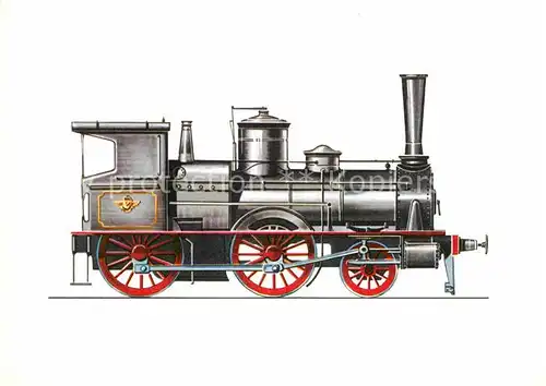 AK / Ansichtskarte Lokomotive Reisezug Lokomotive Bauart Strousberg 1871 Zeichnung Swoboda  Kat. Eisenbahn