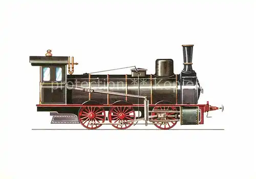 AK / Ansichtskarte Lokomotive Gueterzug Lokomotive 1877 Zeichnung Swoboda  Kat. Eisenbahn