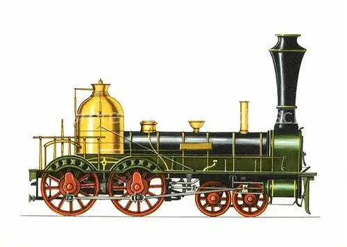 AK / Ansichtskarte Lokomotive Staatsbahn Wuerttemberg 1845 Zeichnung Swoboda  Kat. Eisenbahn