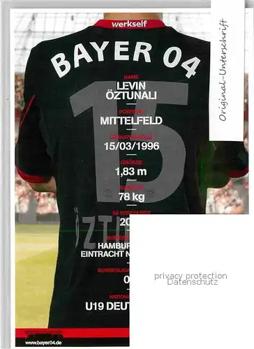 AK / Ansichtskarte Fussball Bayer 04 Leverkusen Levin oeztunali Autogramm  Kat. Sport