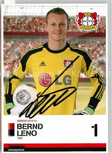 AK / Ansichtskarte Fussball Bayer 04 Leverkusen Bernd Leno Torwart Autogramm  Kat. Sport